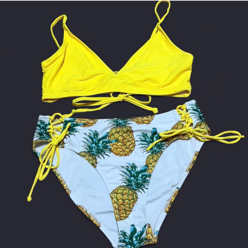 Yellow Pineapple Print Bikini Set